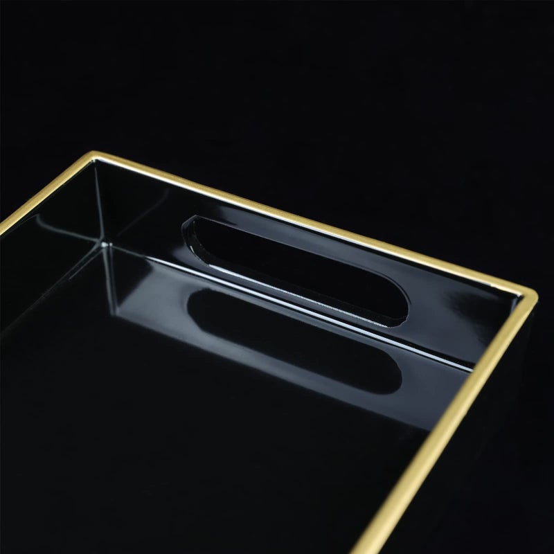 Leemxiiny Black Vanity Tray with Handles  Decorative Tray Desktop Storage Organizer for Bathroom  Living Room  5.9""*13.7"" - Image 4